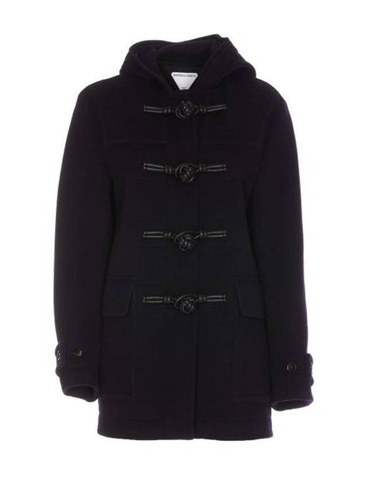 Luxury Bottega Veneta Knot Wool Duffel Coat Navy