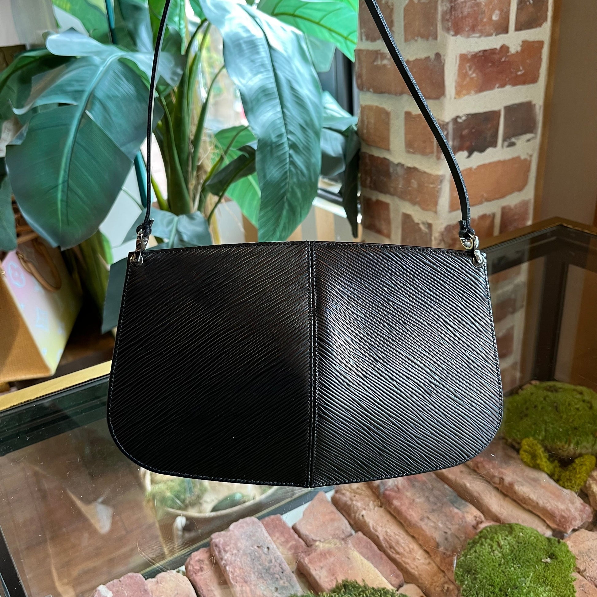 LOUIS VUITTON Demi-Lune Black Epi Leather Shoulder Bag