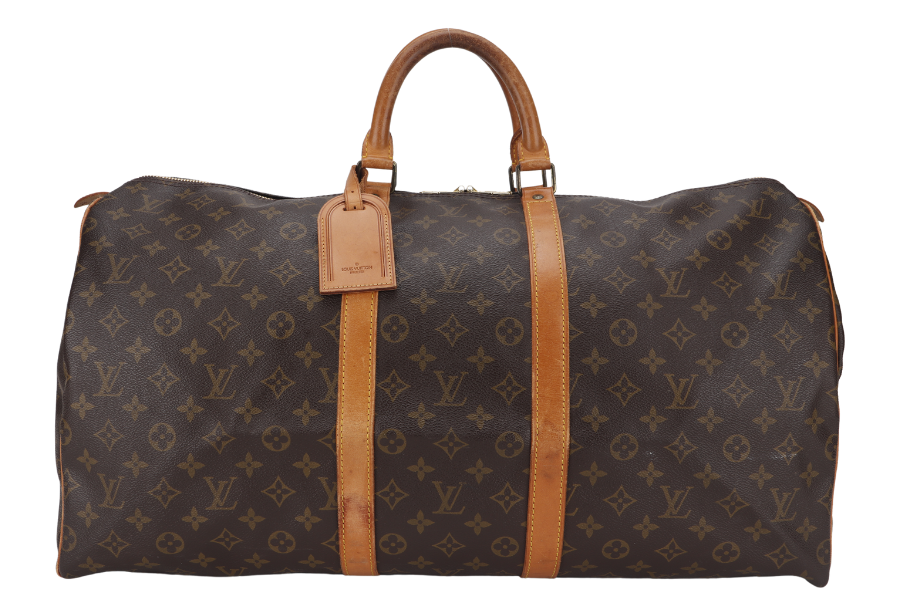 LOUIS VUITTON KEEPALL 55 MONOGRAM CANVAS GOLD HARDWARE WITH DUST COVER Handbag