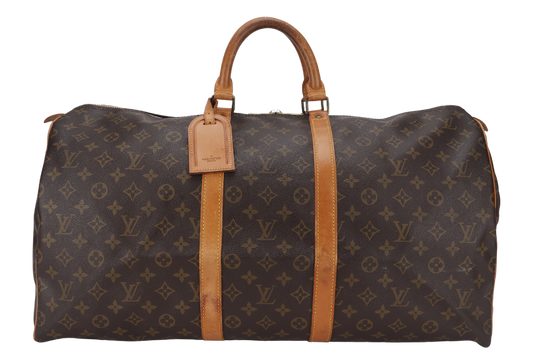 LOUIS VUITTON KEEPALL 55 MONOGRAM CANVAS GOLD HARDWARE WITH DUST COVER Handbag