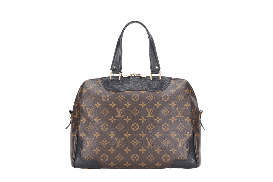 LOUIS VUITTON RETIRO BLACK LEATHER MONOGRAM CANVAS GOLD HARDWARE WITH STRAP Handbag