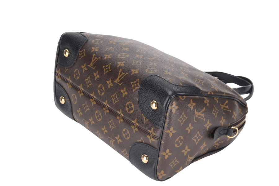 LOUIS VUITTON RETIRO BLACK LEATHER MONOGRAM CANVAS GOLD HARDWARE WITH STRAP Handbag