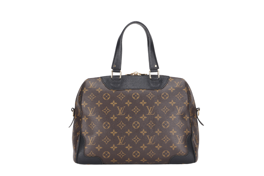 LOUIS VUITTON RETIRO BLACK LEATHER MONOGRAM CANVAS GOLD HARDWARE WITH STRAP Handbag