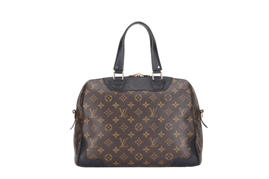 LOUIS VUITTON RETIRO BLACK LEATHER MONOGRAM CANVAS GOLD HARDWARE WITH STRAP Handbag