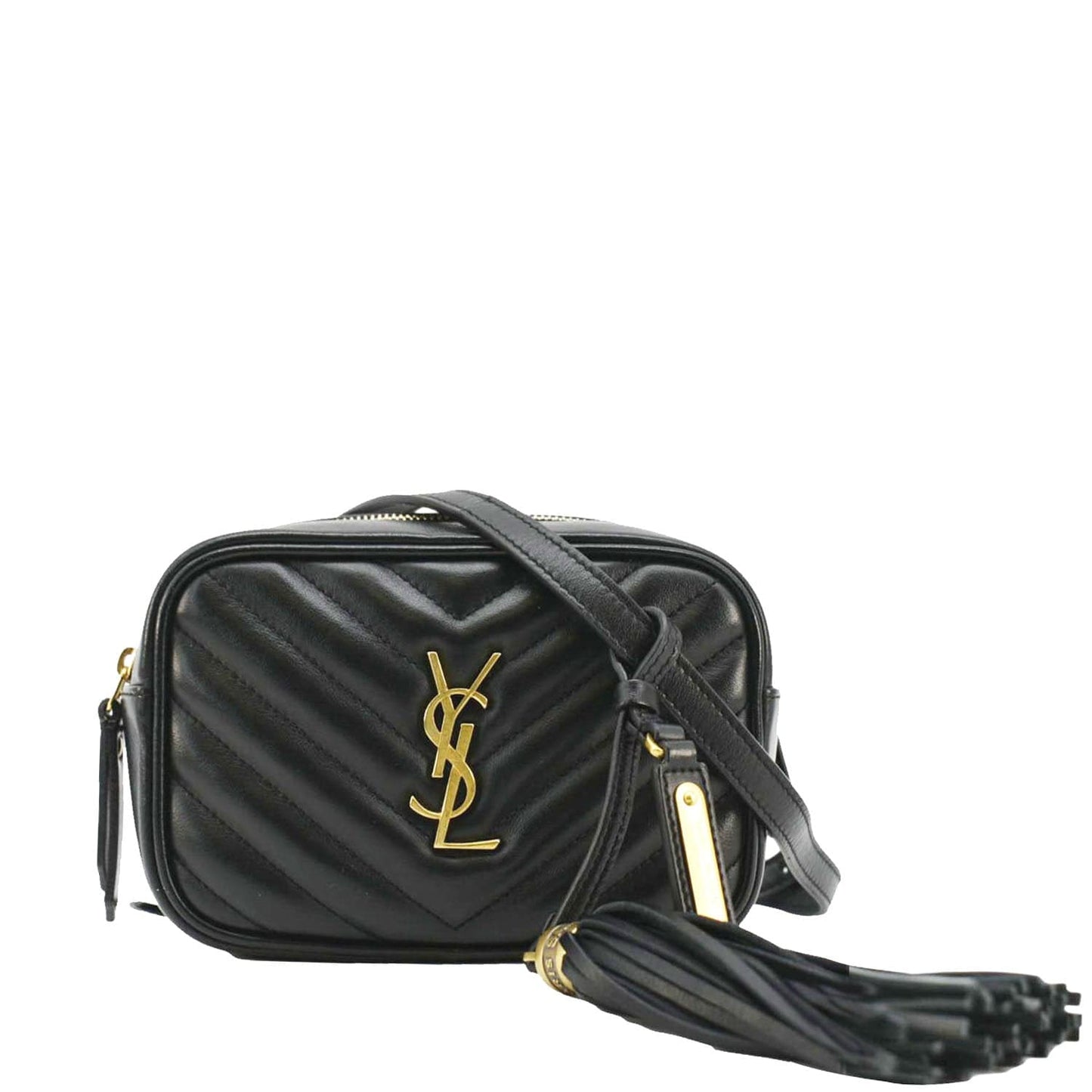 SAINT LAURENT Lou Calfskin Leather Crossbody Belt Bag Black