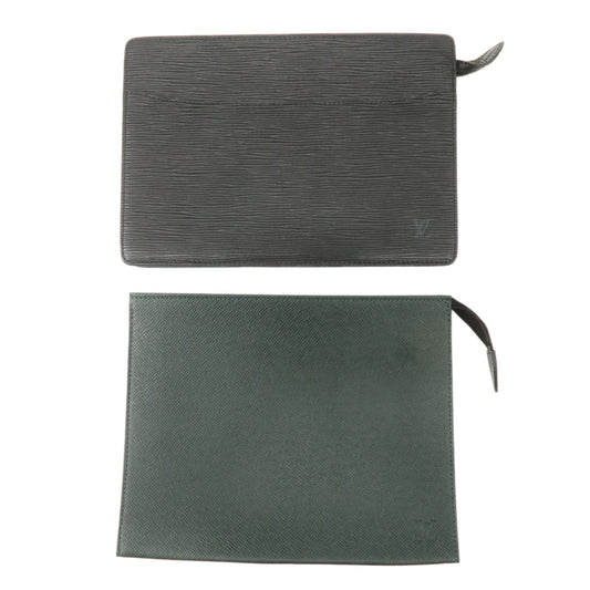 Louis Vuitton Epi Taiga Set of 2 Cluch Bag Green Black M52522