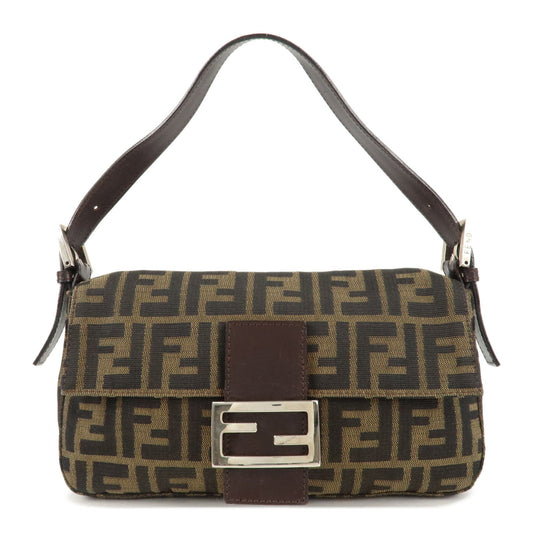 FENDI Zucca Mamma Buguette Canvas Shoulder Bag Brown Black 26424