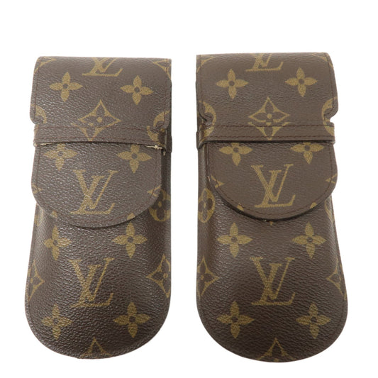 Louis Vuitton Monogram Set of 2 etui a lunettes lavel Glasses Case