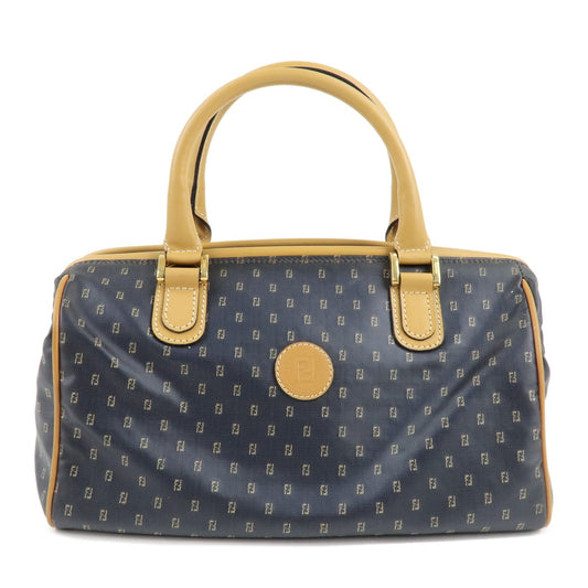 FENDI PVC Leather 2Way Bag Hand Bag Navy Brown