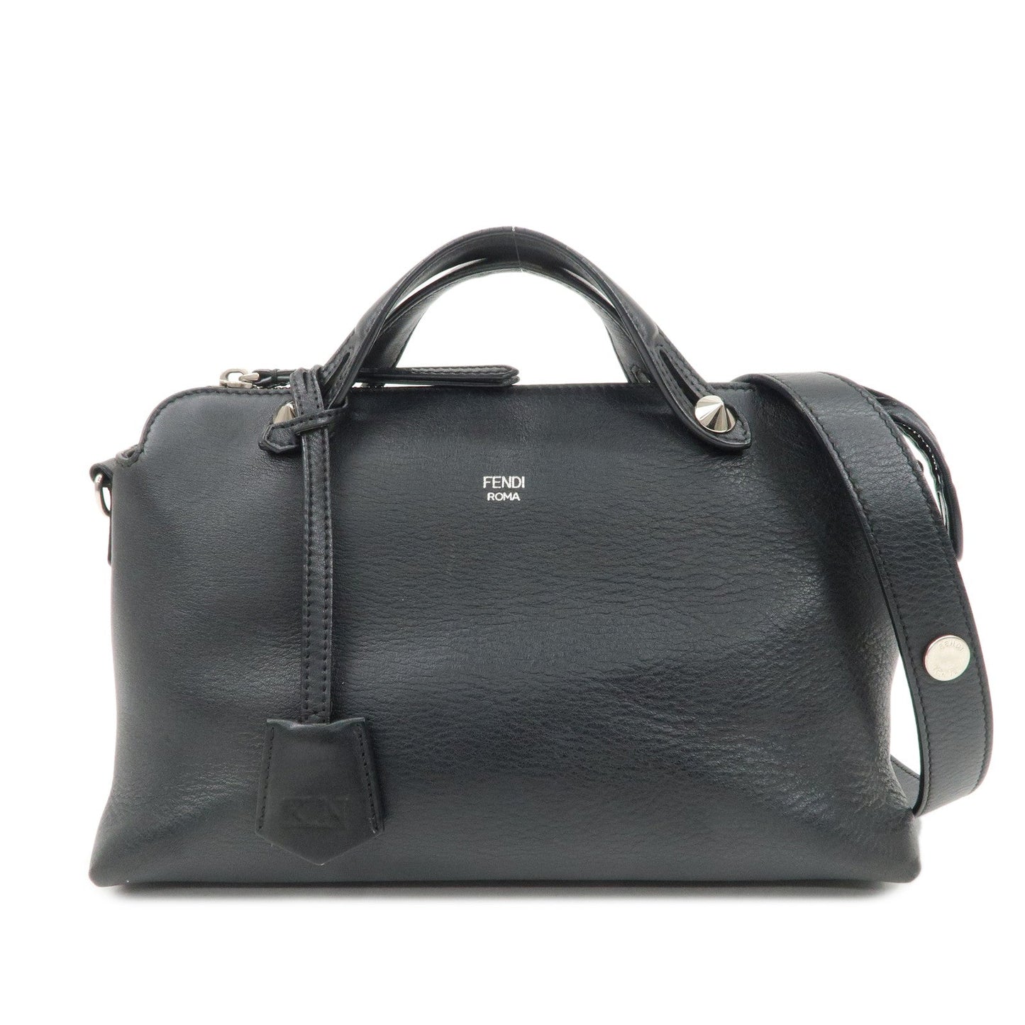 FENDI Bay The Way Leather 2Way Bag Shoulder Bag Black 8BL124