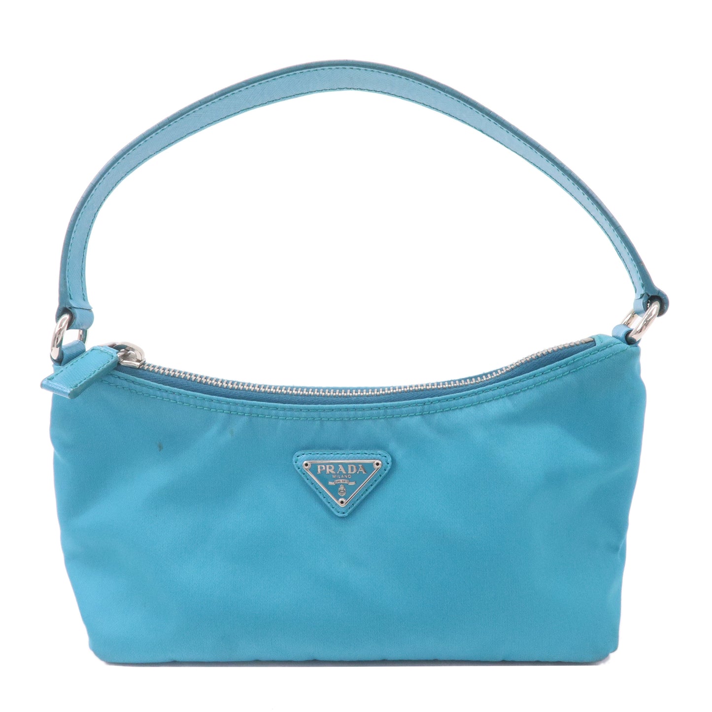 Prada Nylon Leather Shoulder Bag Pouch Turquoise blue
