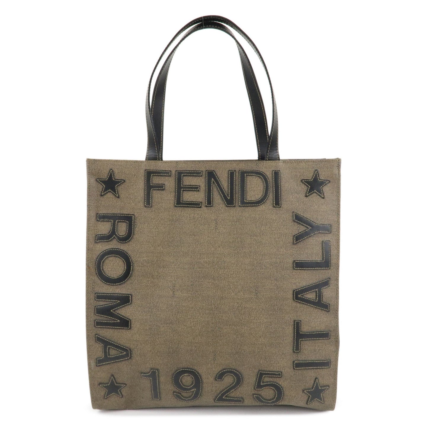 FENDI PVC Leather Tote Bag Hand Bag Shoulder Bag Brown Black