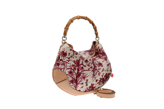 Gucci Bamboo Leather Canvas Shoulder Bag Style 1