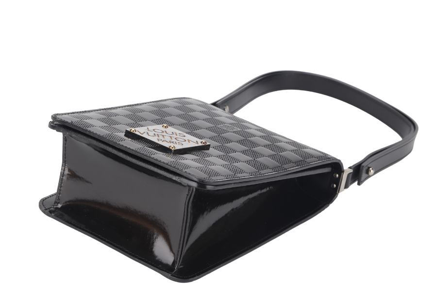 LOUIS VUITTON CABARET CLUB HANDBAG DAMIER VERNIS SILVER HARDWARE WITH DUST COVER