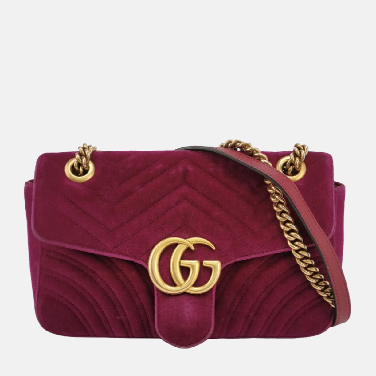 Gucci Marmont Mini Flap Pink Velvet Handbag