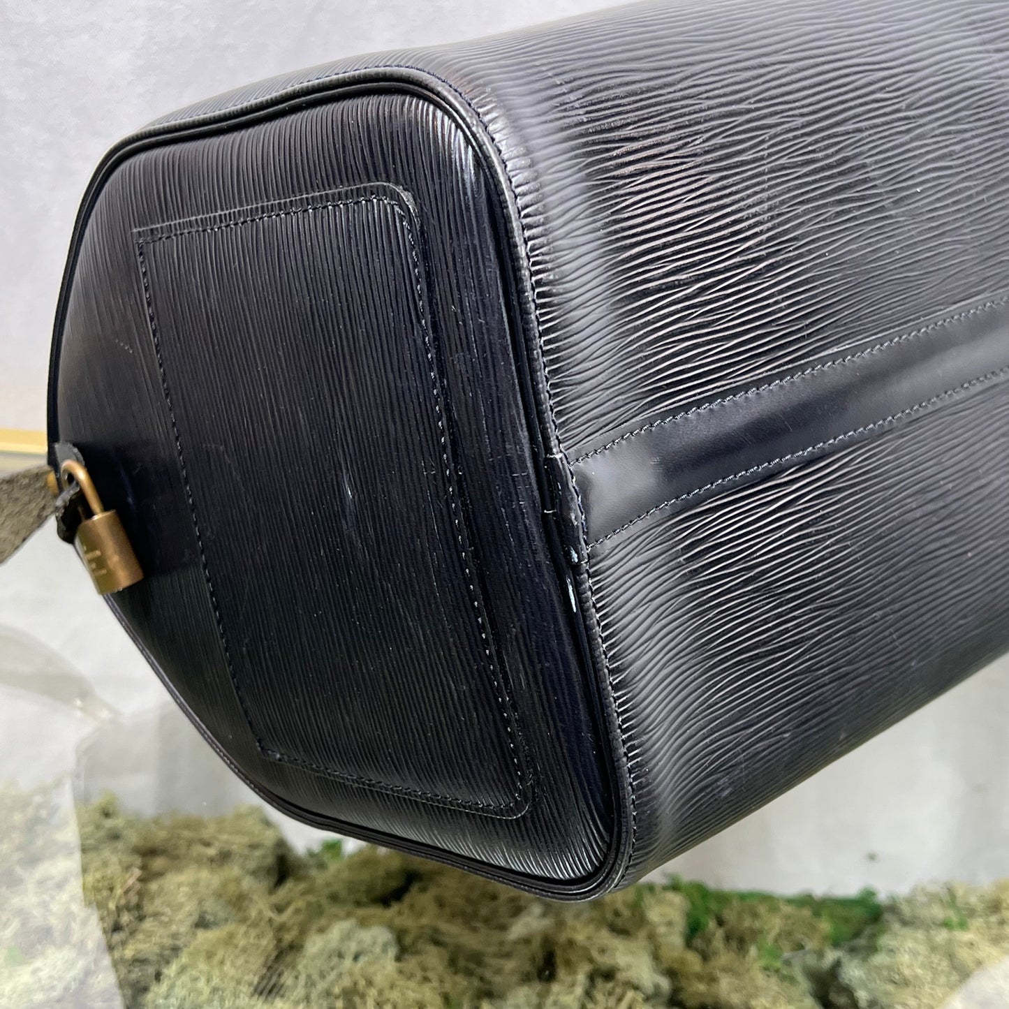 LOUIS VUITTON Black Epi Leather Satchel Bag