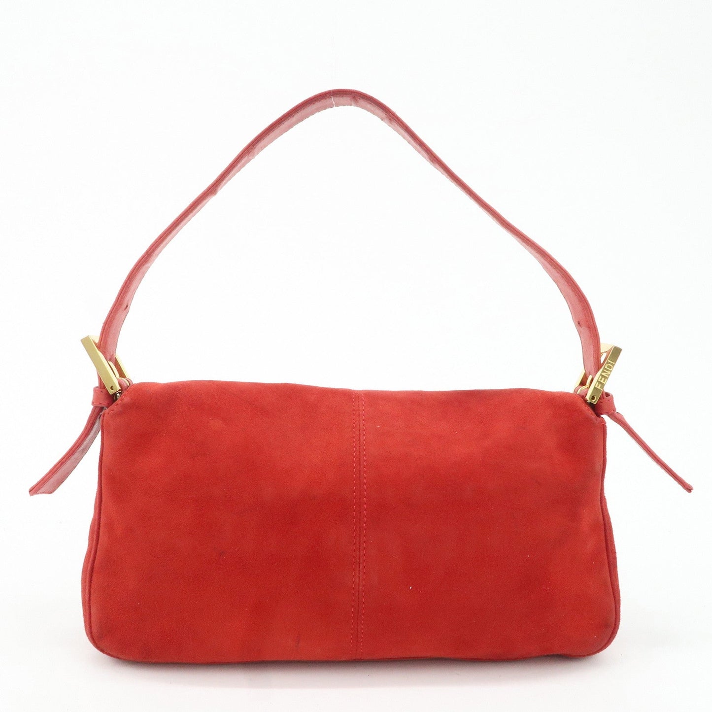 FENDI Mamma Baguette Suede Leather Shoulder Bag Red 26424
