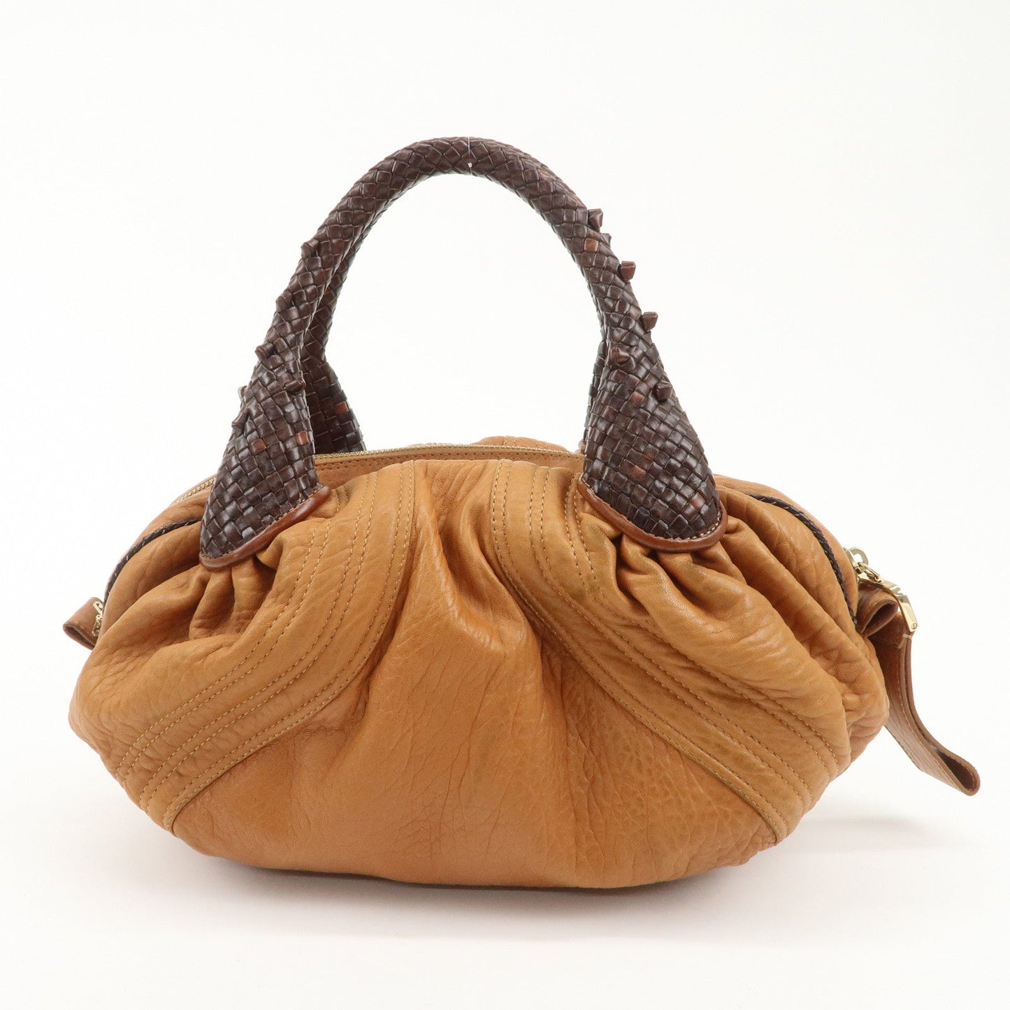 FENDI Leather Mini Spy Bag Hand Bag Brown Dark Brown 8BL078