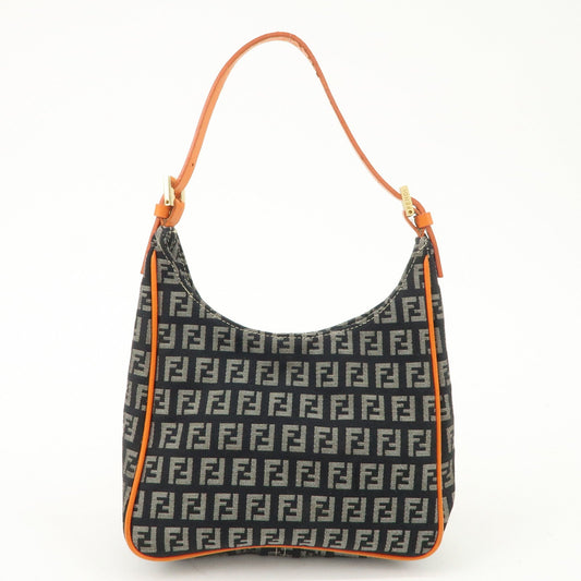 FENDI Zucchino Canvas Leather Shoulder Bag