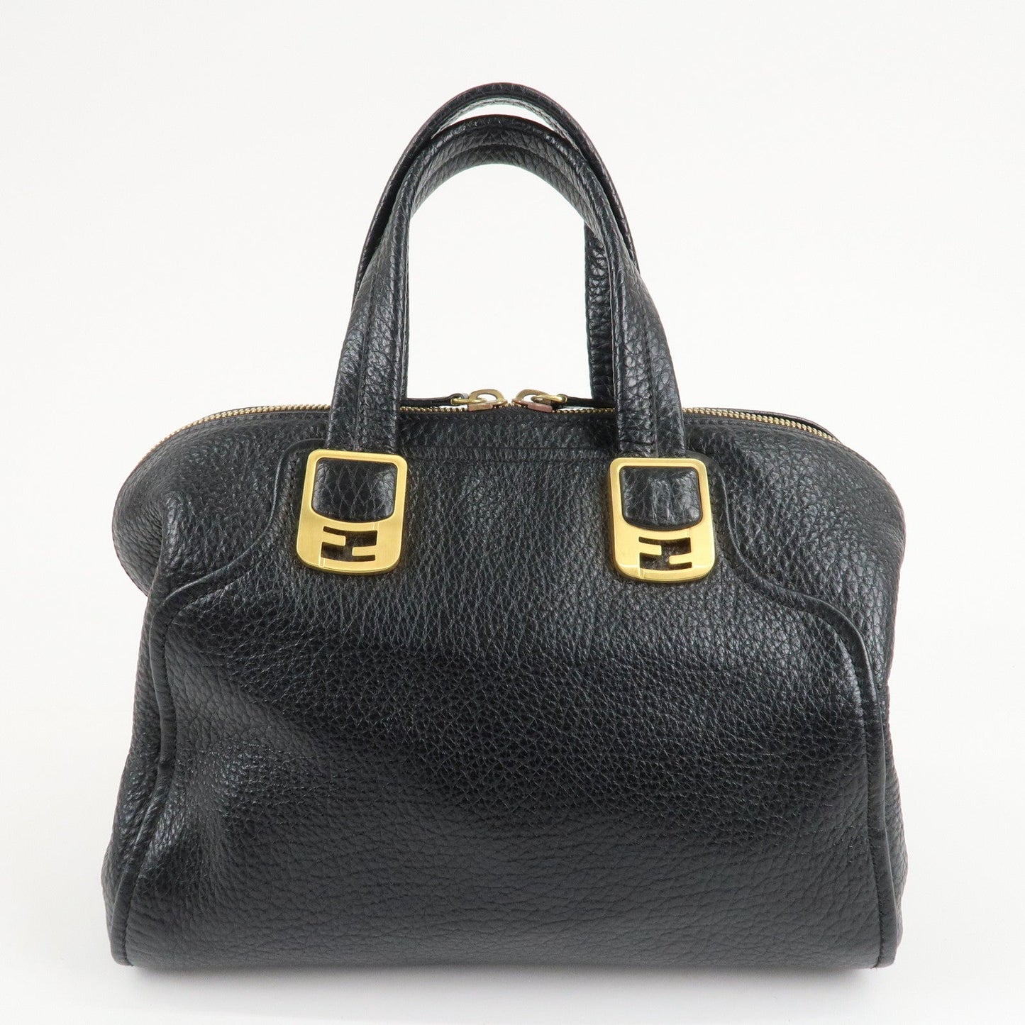 FENDI Chameleon Leather 2WAY Bag Hand Bag Black 8BL114