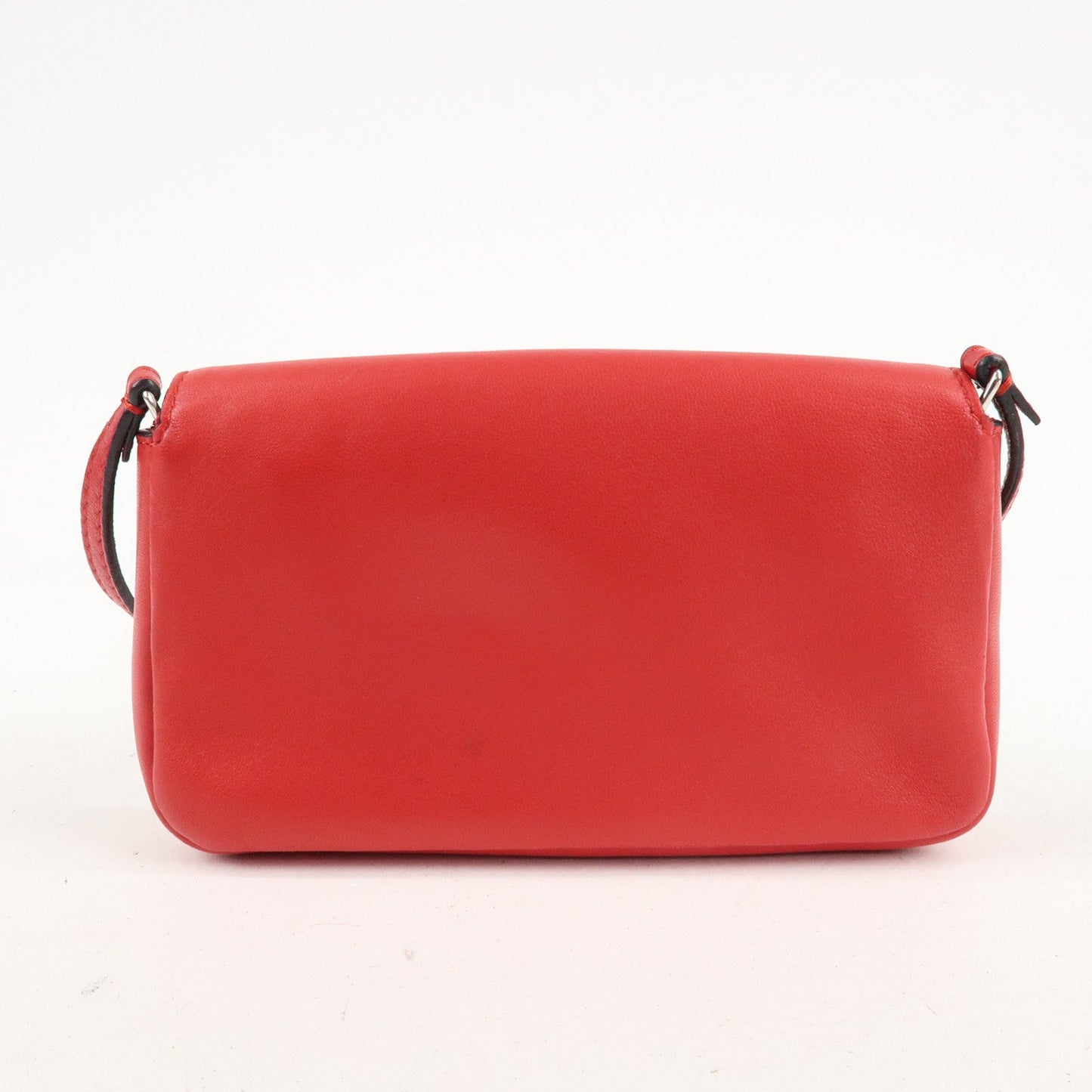 FENDI Micro Baguette Leather Shoulder Bag Red 8M0354