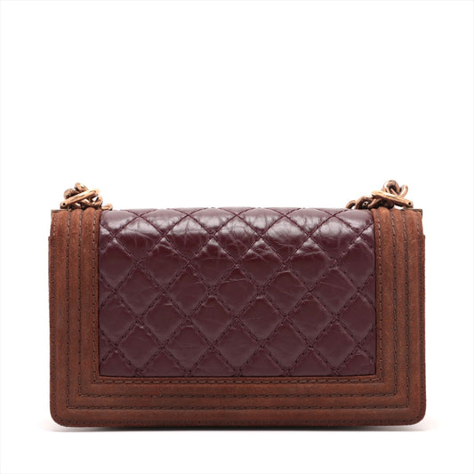 Chanel Boy Chanel 25 Leather X Suede Chain Shoulder Bag Bordeaux X Brown G 18th