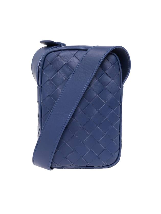 Luxury Bottega Veneta Intrecciato Zipper Leather Mini Cross Bag Navy