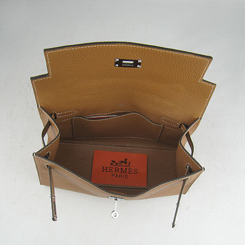Luxury Hermes Kelly 22cm handbag light coffee
