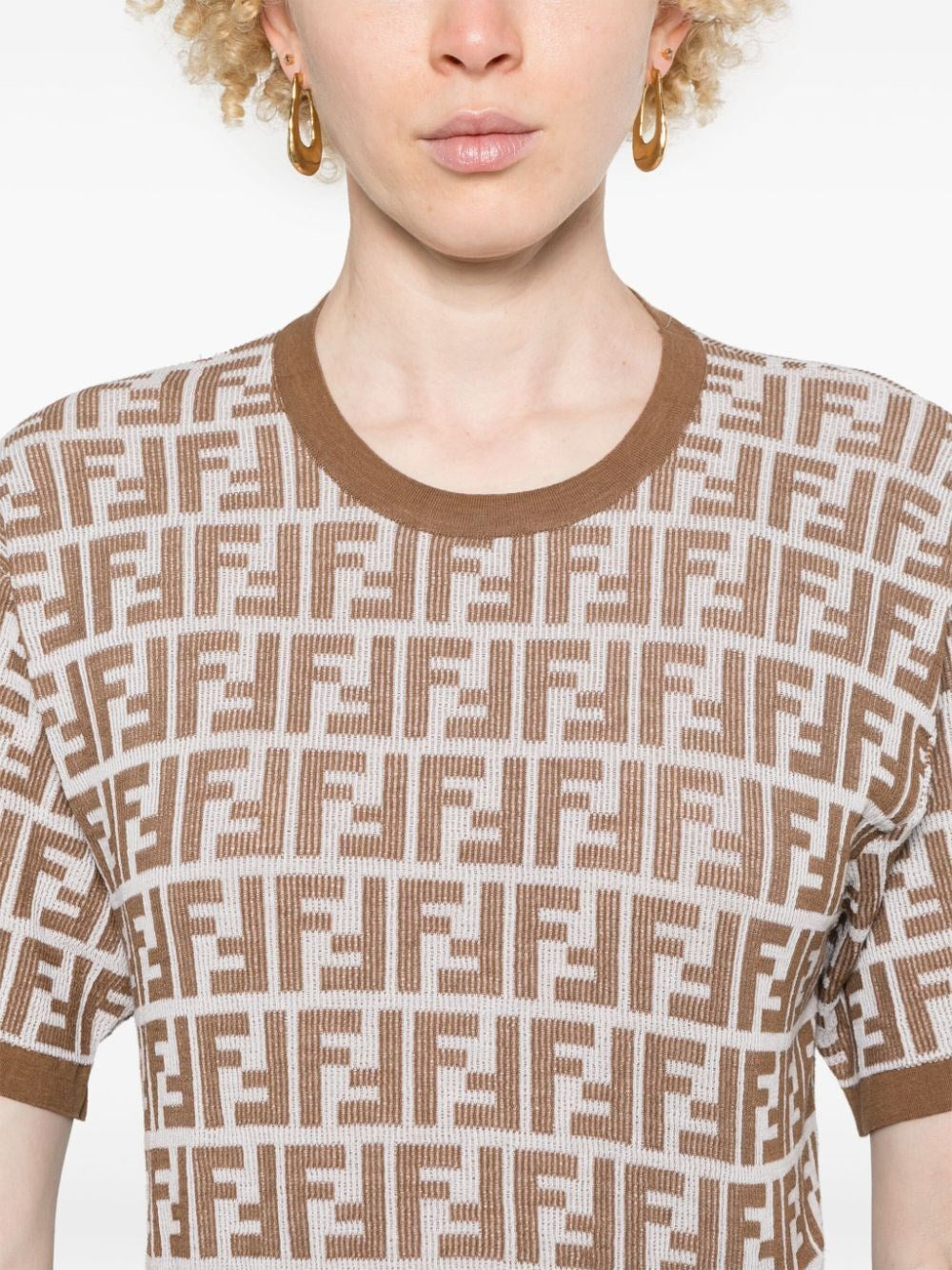 Fendi Women Ff-Print Short-Sleeved Jumper