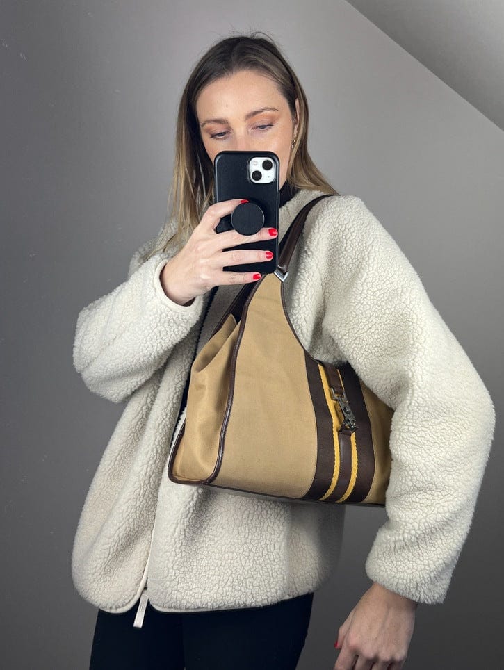 Gucci Jackie Leather Canvas Shoulder Bag Style 26