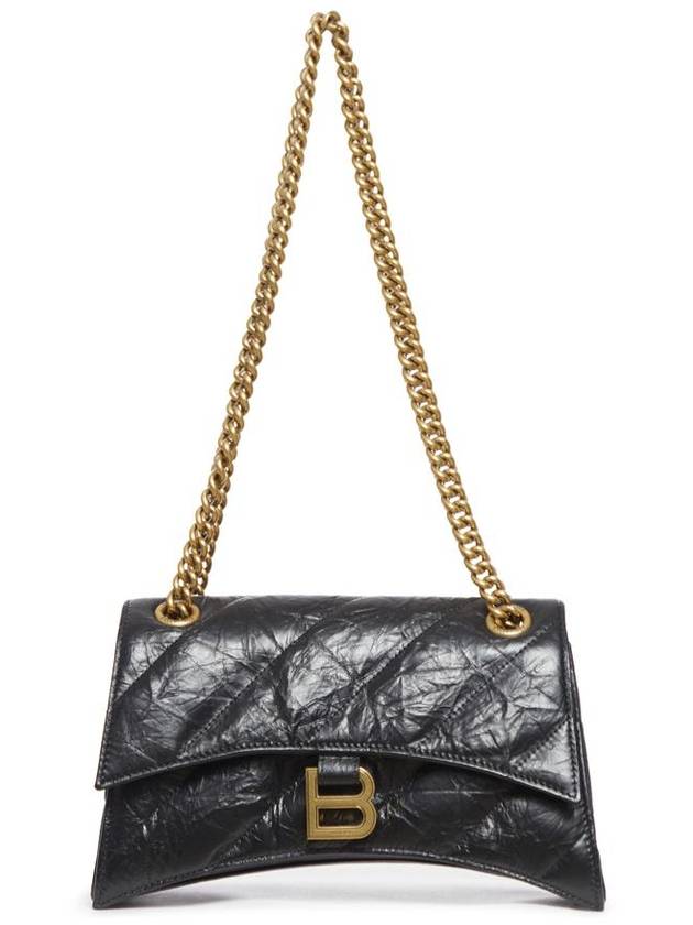 Luxury Balenciaga Trending 2026 Crush Chain Strap Small Leather Shoulder Bag Gold Black