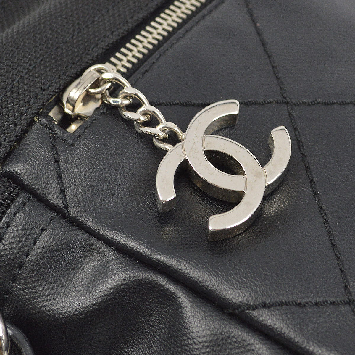 Chanel Black Coated Canvas Paris Biarritz Shoulder Bag