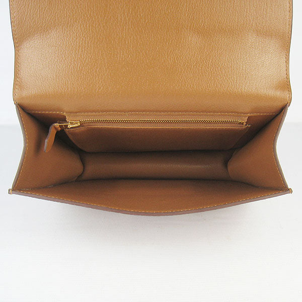 Luxury Hermes Constance Cowskin Leather Bag light coffee golden