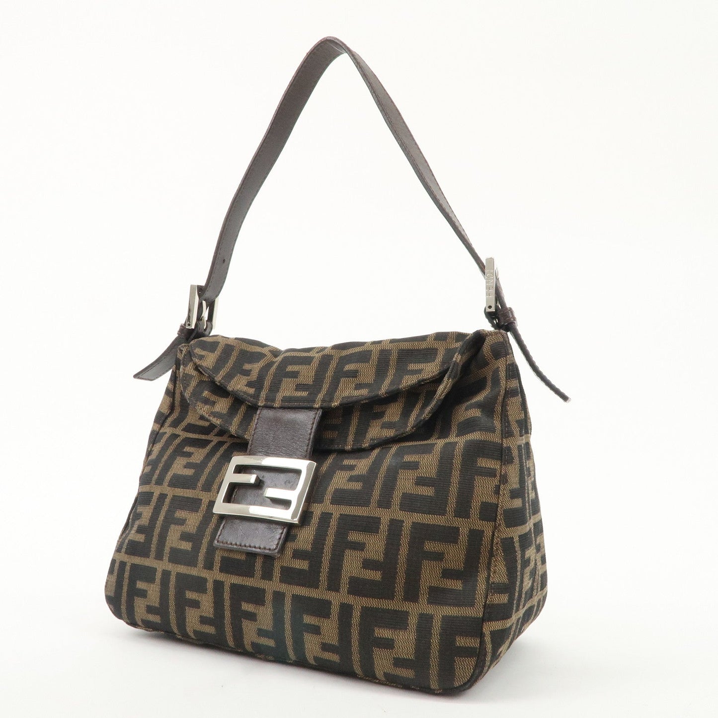 FENDI Zucca Canvas Leather Shoulder Bag Hand Bag 26423 F/S