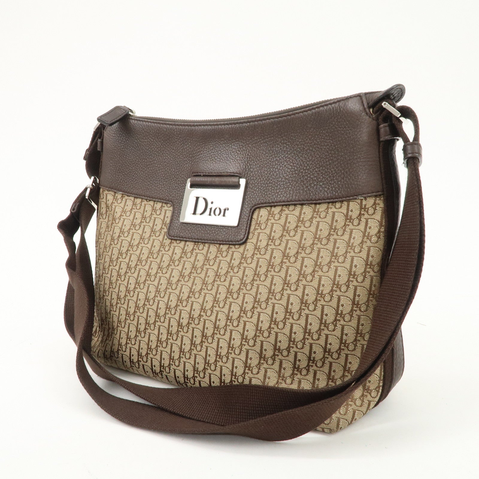 Christian Dior Street Chic Trotter Canvas Leather Shoulder Bag