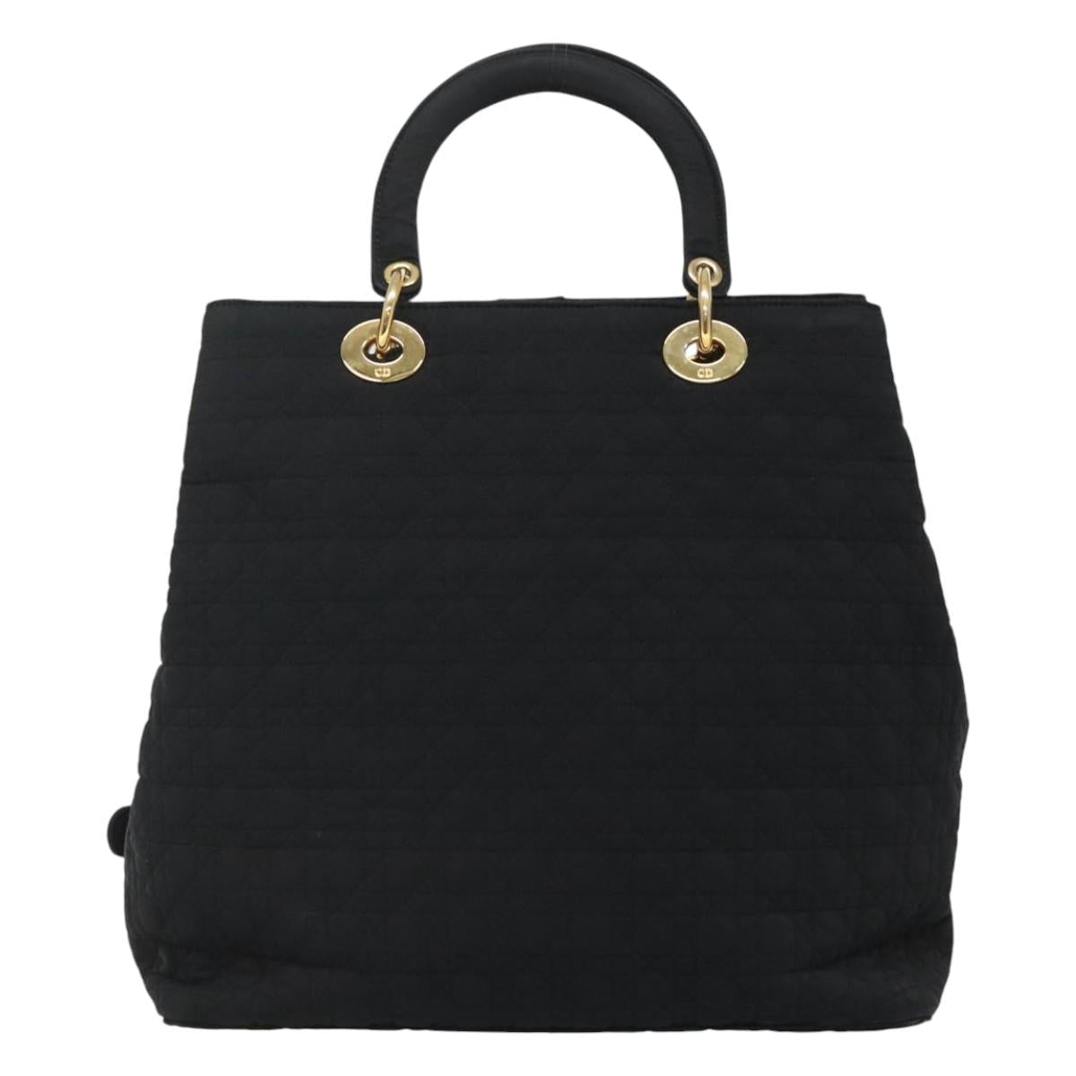 Christian Dior Lady Dior Bag Nylon Black Nylon Handbag  