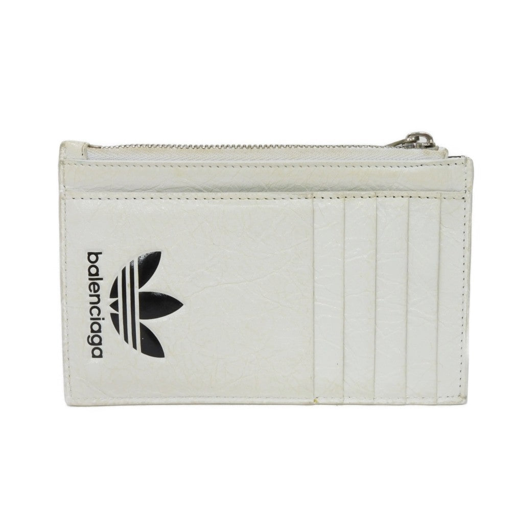 BALENCIAGA Coin case 721896 2IDM6 9160 Calf leather (Wrinkles processing) white Striped Card Case Adidas trefoil logo fragment case mens