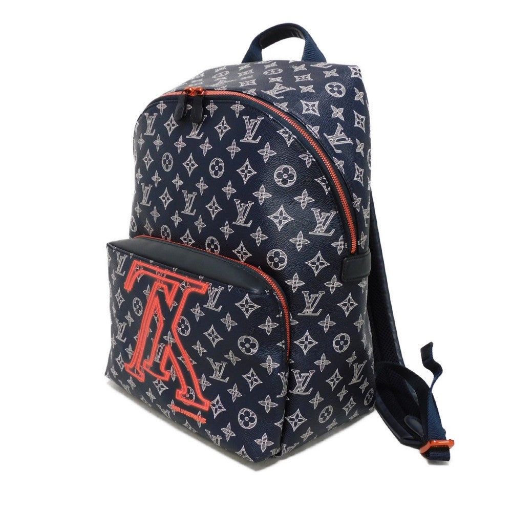 LOUIS VUITTON Backpack Monogram Ink Canvas x Cowhide Leather navy x white x coral pink Monogram ink upside down Apollo
