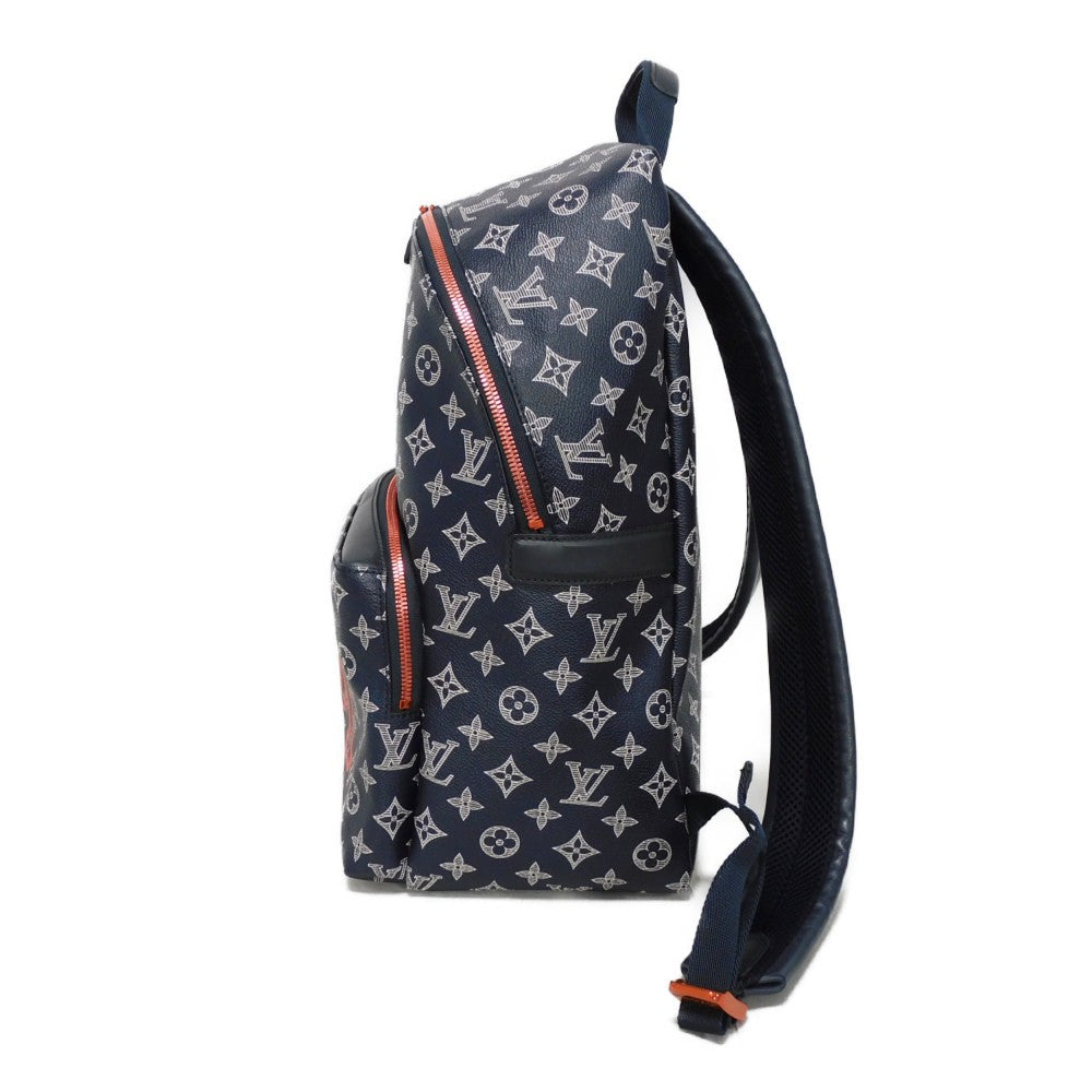 LOUIS VUITTON Backpack Monogram Ink Canvas x Cowhide Leather navy x white x coral pink Monogram ink upside down Apollo