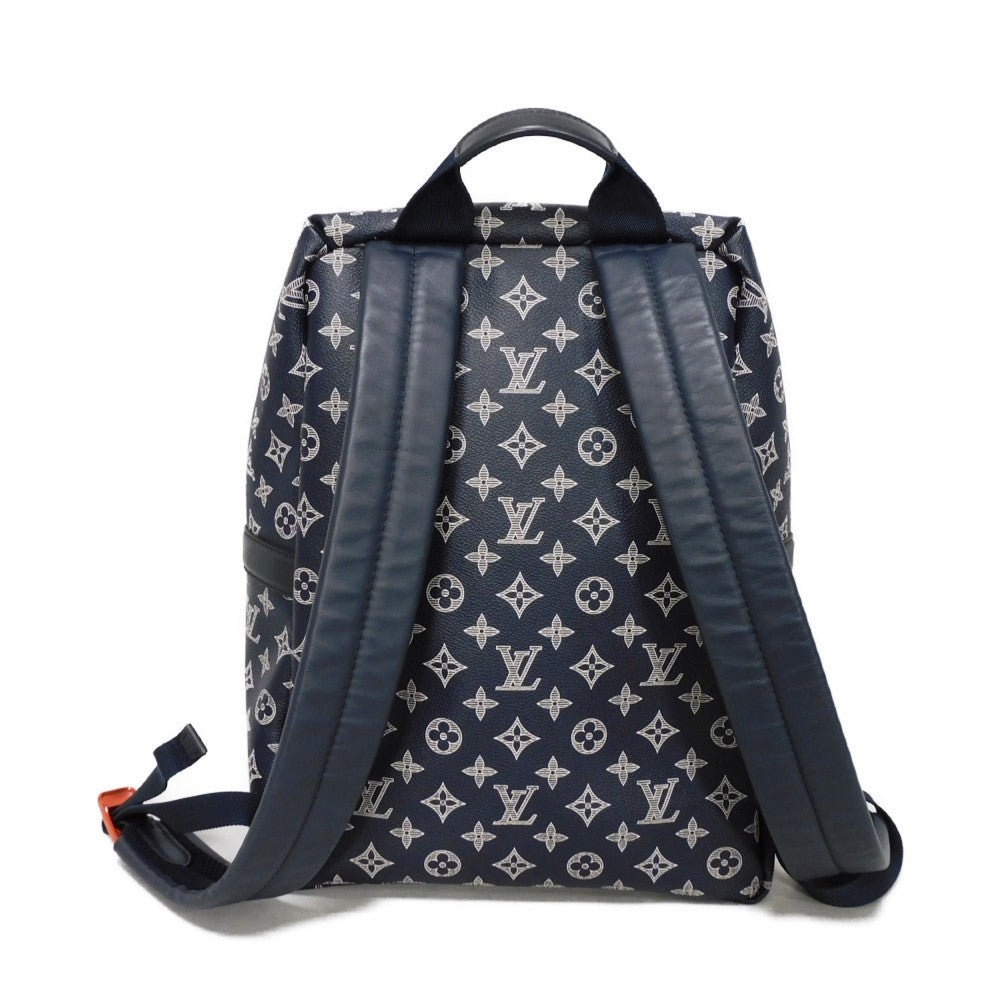 LOUIS VUITTON Backpack Monogram Ink Canvas x Cowhide Leather navy x white x coral pink Monogram ink upside down Apollo