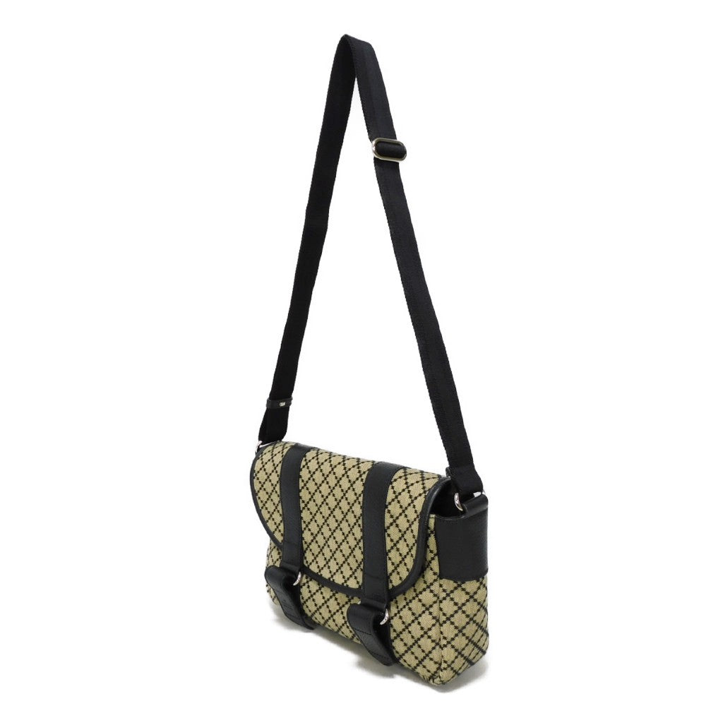 GUCCI Shoulder Bag 374429 Diamante canvas x calf leather (embossed) beige Calfskin Black Crossbody Logo embossing Diamante Mesher Bag unisex(Unisex)