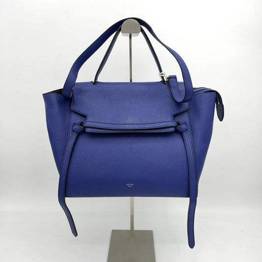 Luxury CELINE Blue Leather Mini Belt Top Handle Bag LA14931