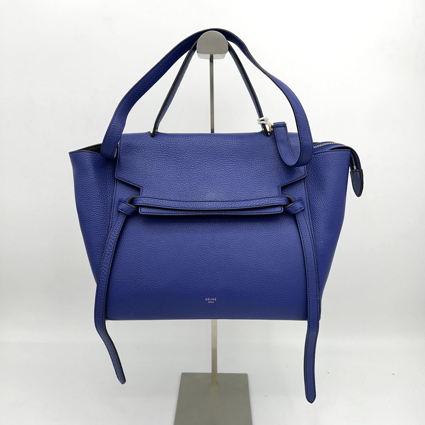 Luxury CELINE Blue Leather Mini Belt Top Handle Bag LA14931