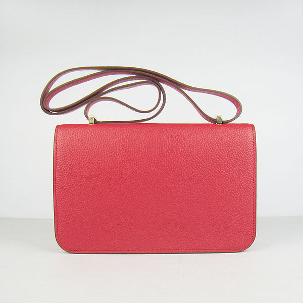 Luxury Hermes Calf Leather Message Bag Red Golden