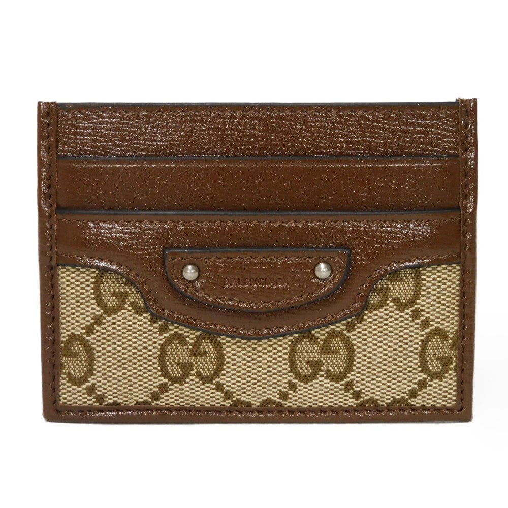 GUCCI Card Case 681709 GY5SN 8563 GG canvas x calf leather beige The Hacker Project GG Canvas Un  Balenciaga Neo Classic Card Holder unisex(Unisex)