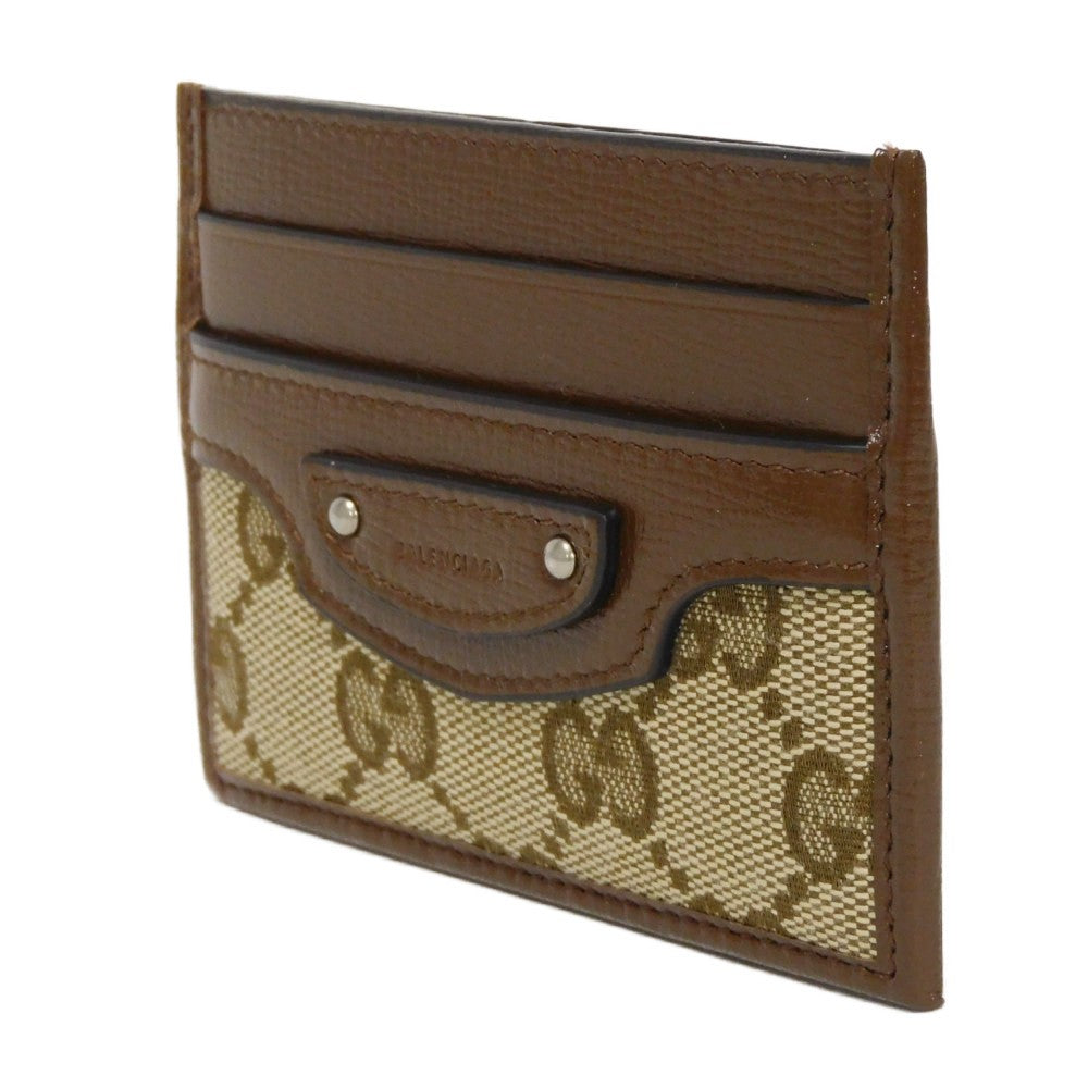GUCCI Card Case 681709 GY5SN 8563 GG canvas x calf leather beige The Hacker Project GG Canvas Un  Balenciaga Neo Classic Card Holder unisex(Unisex)