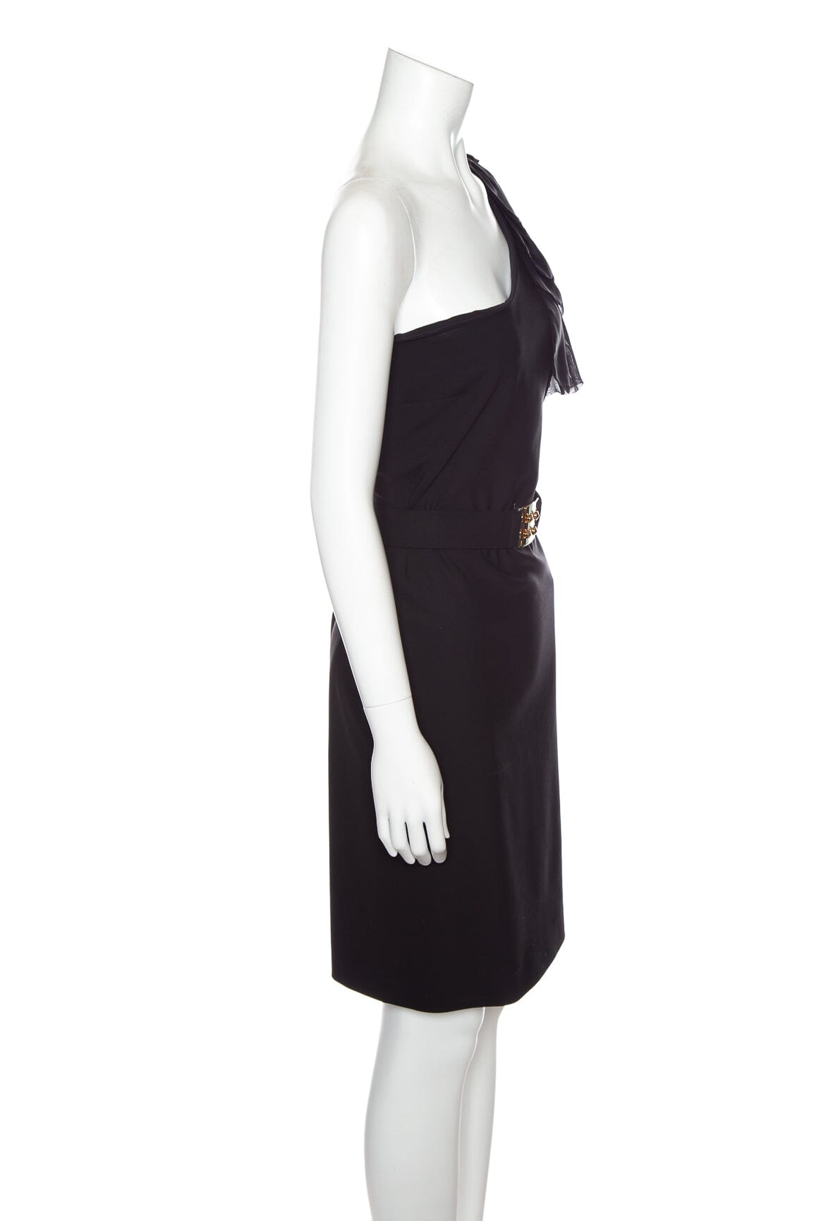 Fendi Black Fitted One Shoulder Dress SZ 44