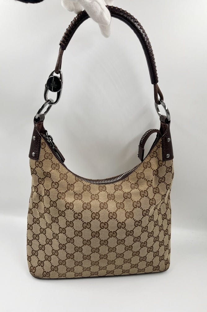 Gucci Leather Canvas Shoulder Bag Style 20