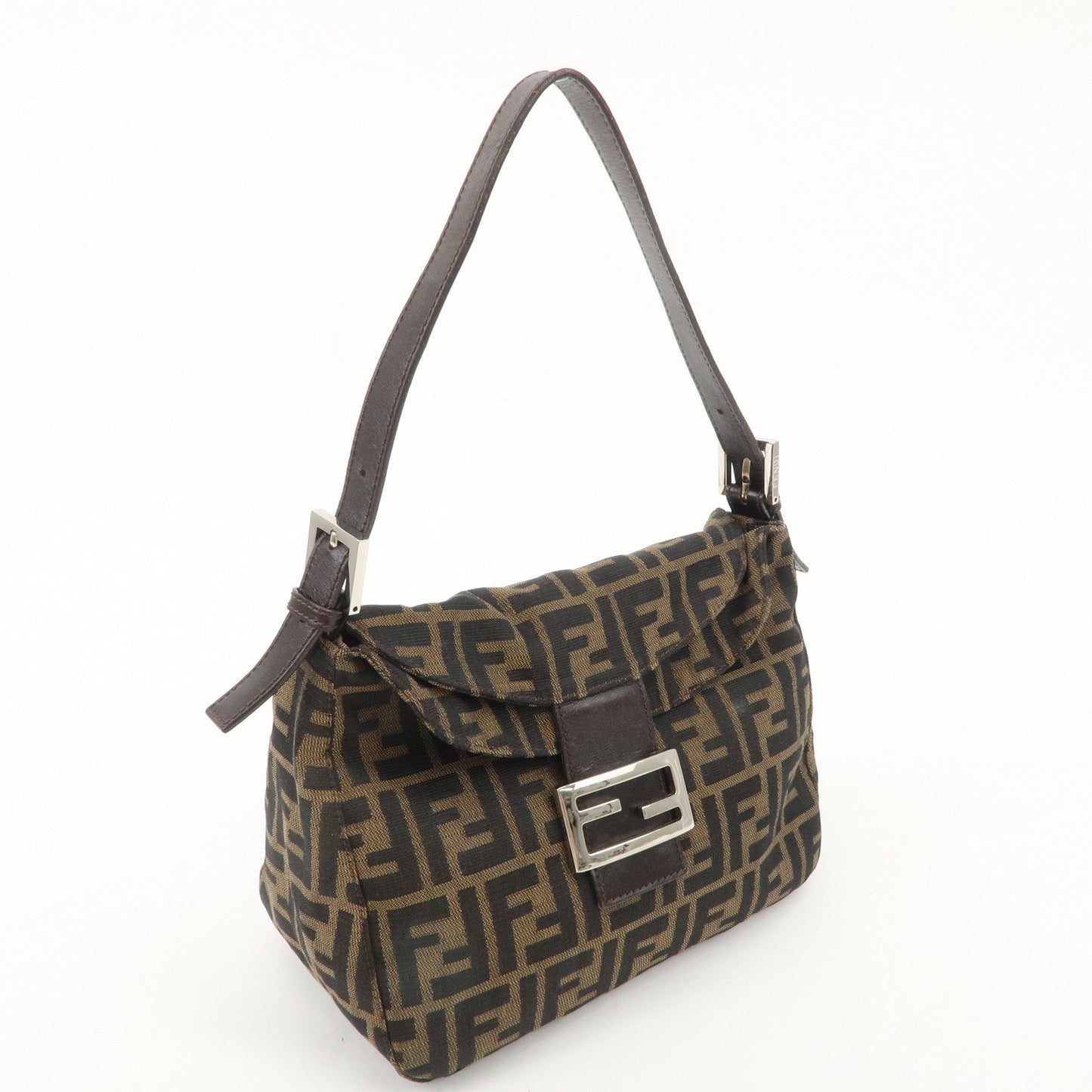 FENDI Zucca Canvas Leather Shoulder Bag Hand Bag 26423 F/S