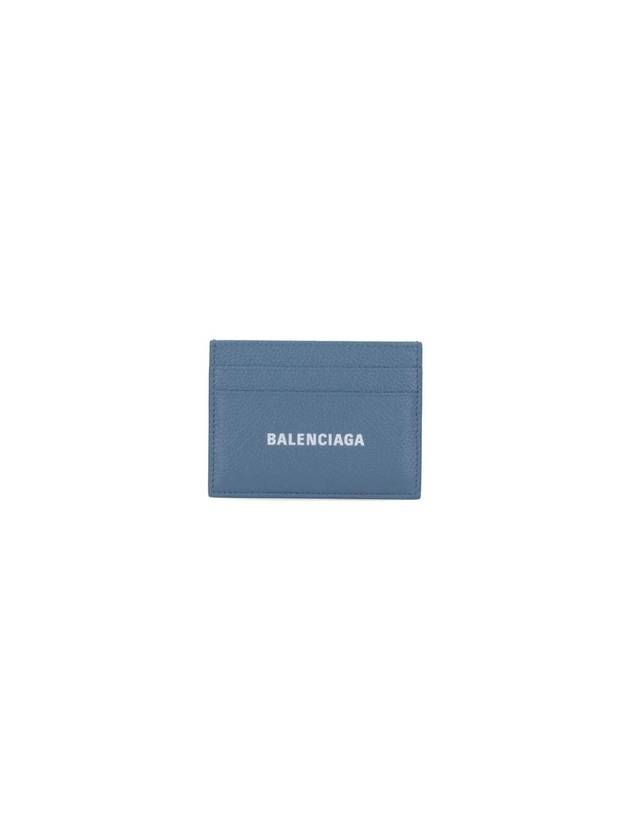 Luxury Balenciaga Trending 2026 Logo Calfskin Card Wallet Blue